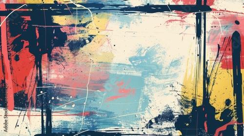 Abstract Red and Black Grunge Art Background with Frame