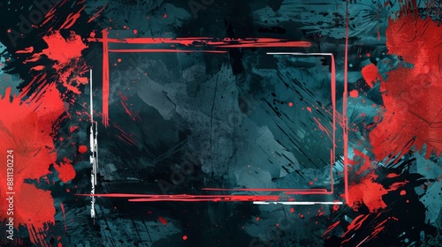 Abstract Red and Black Grunge Art Background with Frame