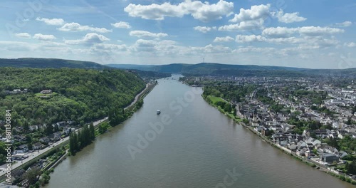 Wallpaper Mural Rhine river at Koblenz, Germany, with a focus on aerial views Torontodigital.ca