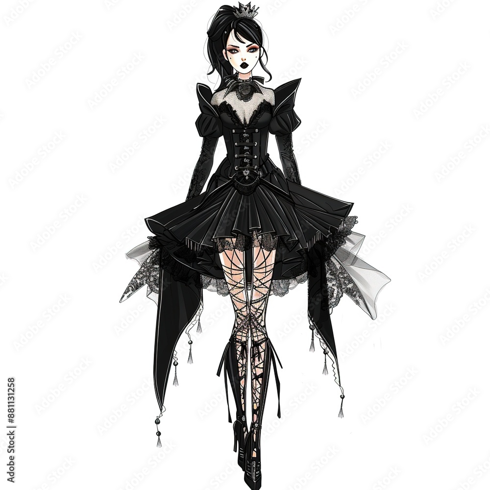 Fototapeta premium Swift Gothic fashion cartoon isolated whitebackground