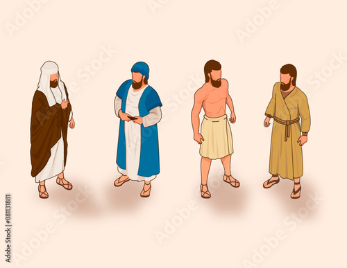 Arab characters, ancient people wearing cultural cloths