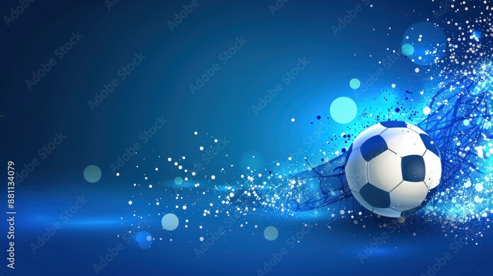 Fototapeta premium Soccer ball on a blue background