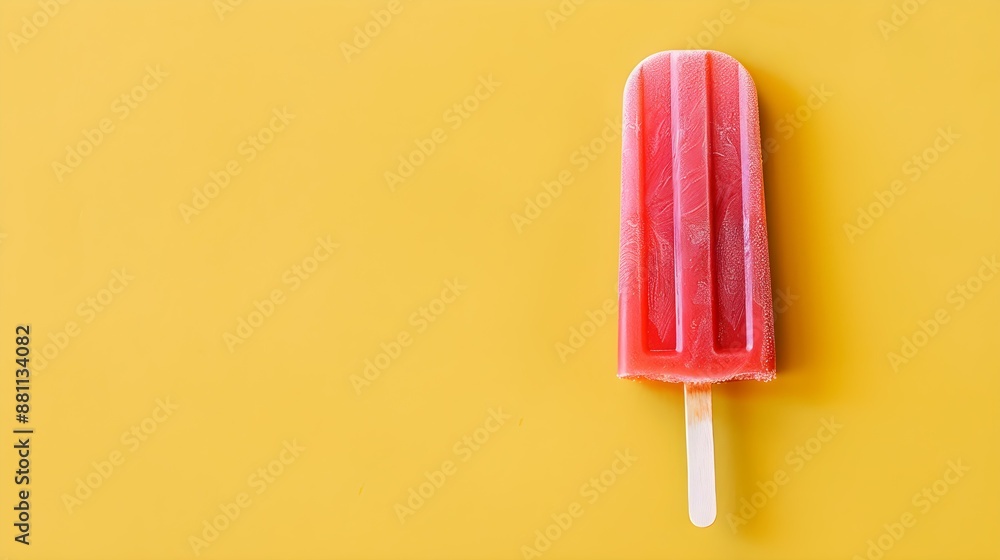 Light Red Popsicle on a summery yellow Background with Copy Space Light Red Popsicle on a summery yellow Background with Copy Space