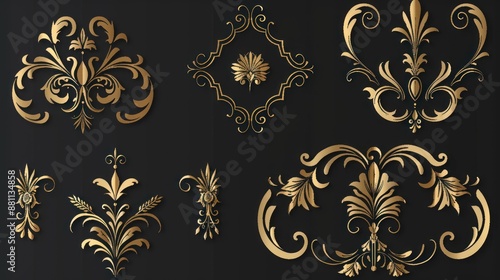 Golden Floral Design Elements