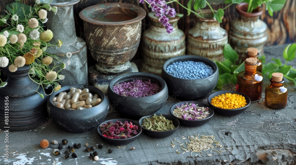 Fototapeta premium Natural remedies for common ailments and issues