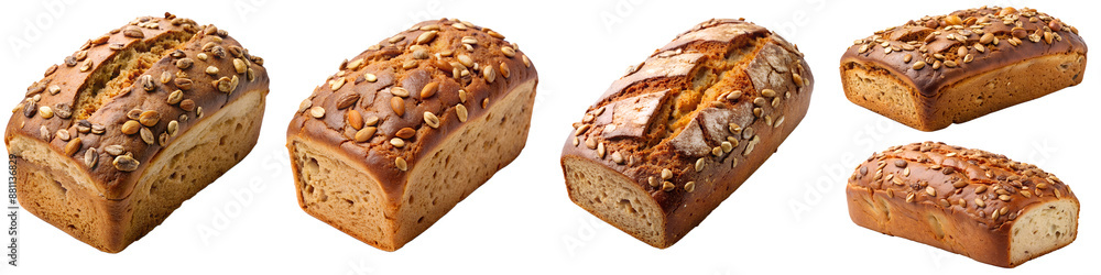 Nut bread lying flat isolated on transparent background PNG file Nut bread lying flat isolated on transparent background PNG file