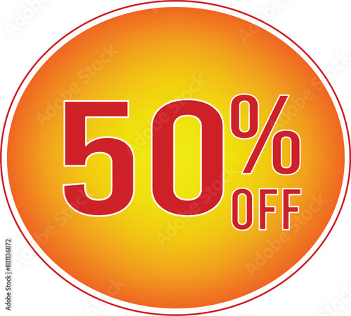 50 % Off - Discount Yellow Tag. fifty percent off. Sales