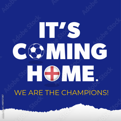 England team phrase it’s coming home vector modern banner. Sport event concept.