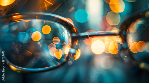 A pair of glasses with a blurry background