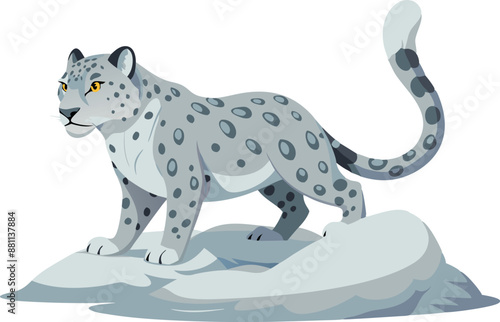 Two snow leopards walking on ice