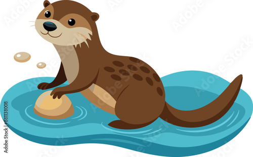 Otter holding a shell in water