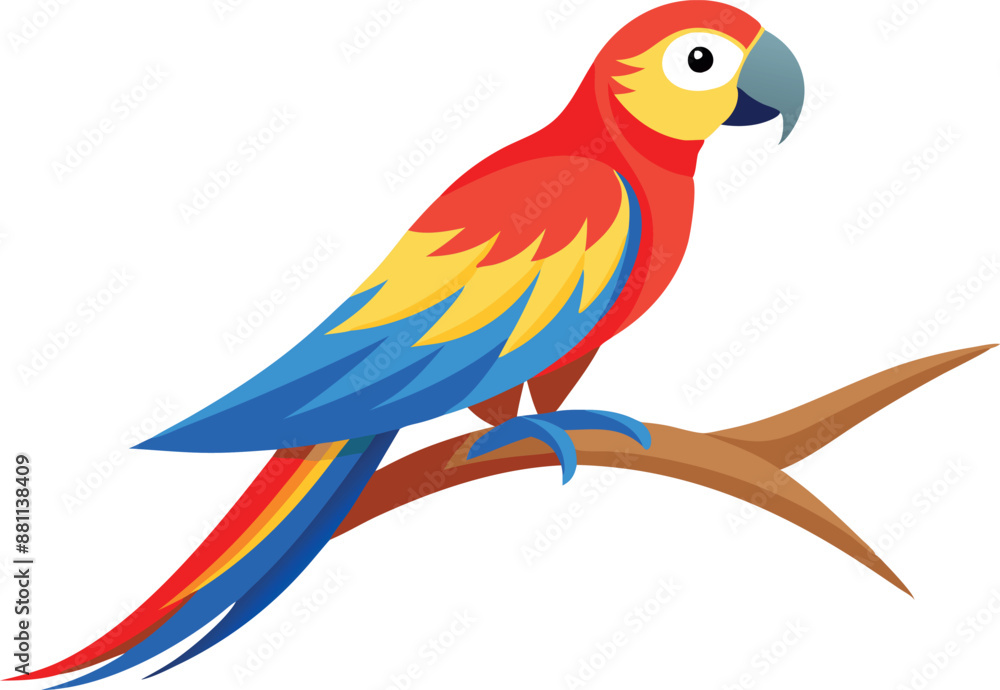 Fototapeta premium Parrot sitting on branch facing left