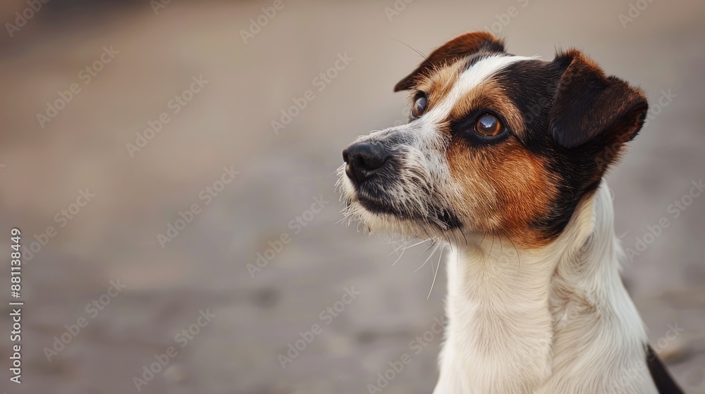 Jack Russel Terrier dog outside with empty space Jack Russel Terrier dog outside with empty space