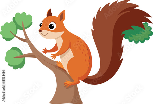 Squirrel holding a nut on a branch
