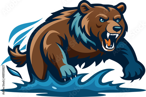 Bear catching fish in water