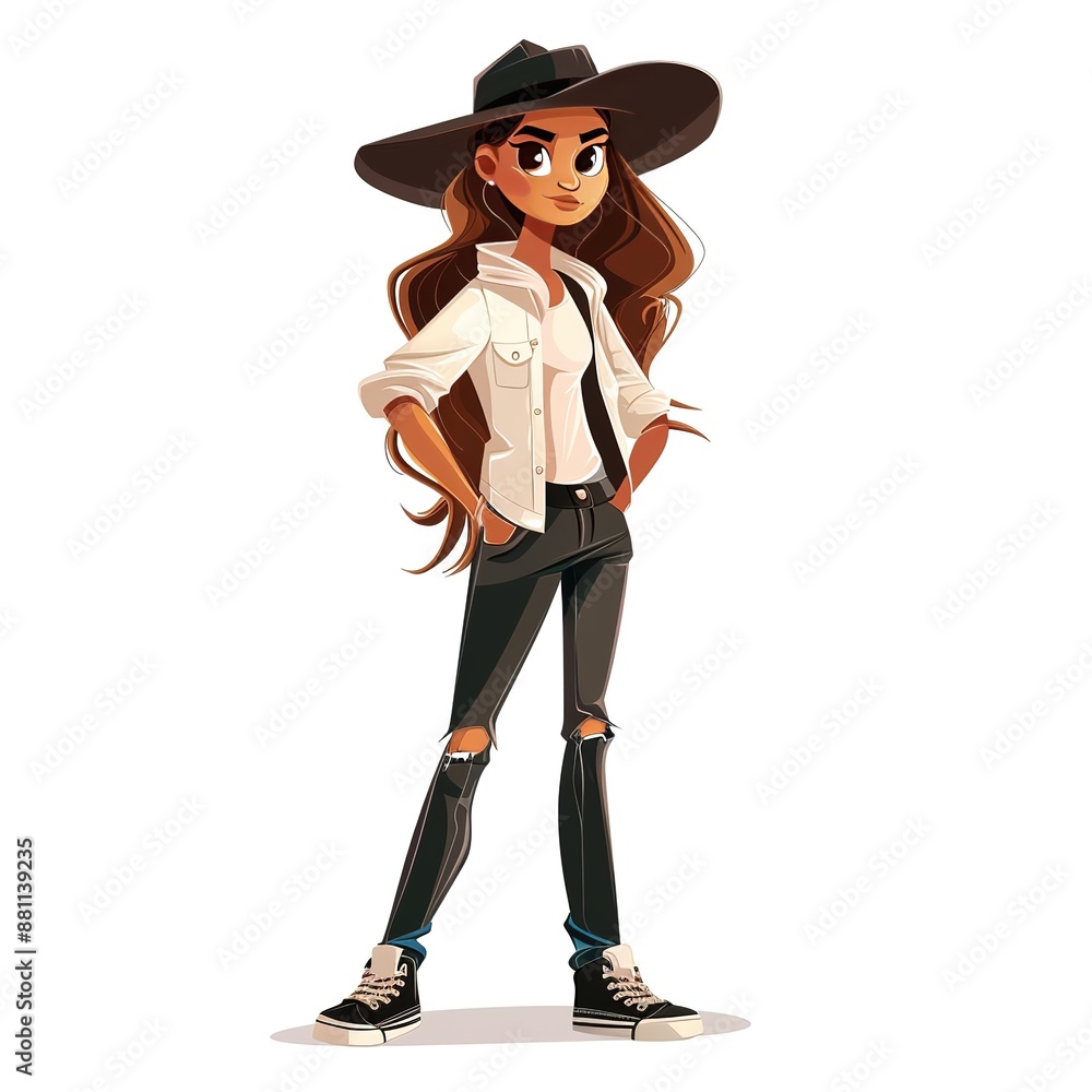 Thrush Tomboy fashion cartoon isolated whitebackground Thrush Tomboy fashion cartoon isolated whitebackground