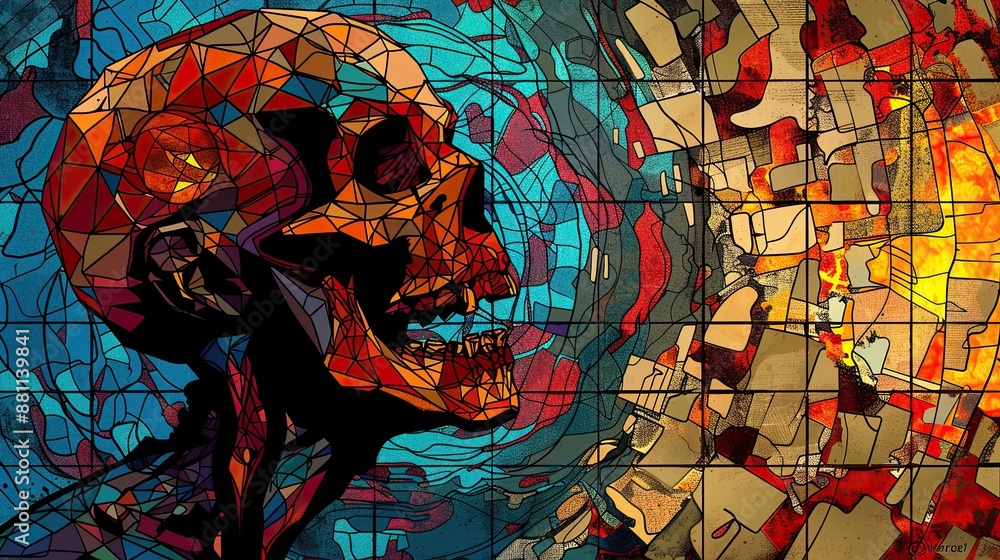 custom made wallpaper toronto digitalA skull is shown in a colorful, abstract style