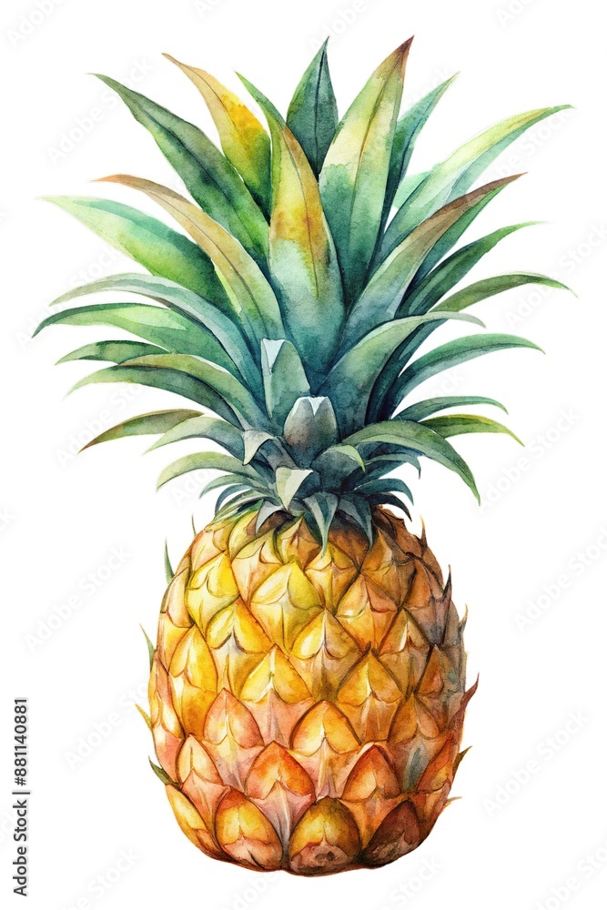 Isolated pineapple. Fresh whole pineapple fruit with leaf isolated on white background with clipping path Isolated pineapple. Fresh whole pineapple fruit with leaf isolated on white background with clipping path