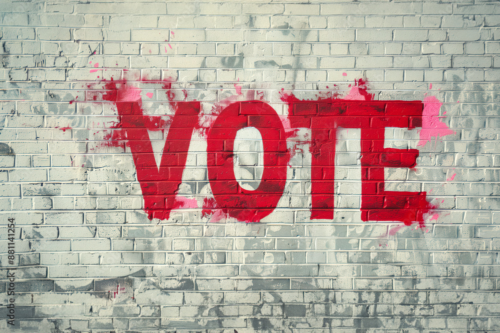 Fototapeta premium Vote Graffiti on brick wall