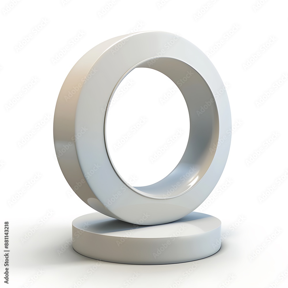 D illustration of a white torus on a podium against a white background D illustration of a white torus on a podium against a white background
