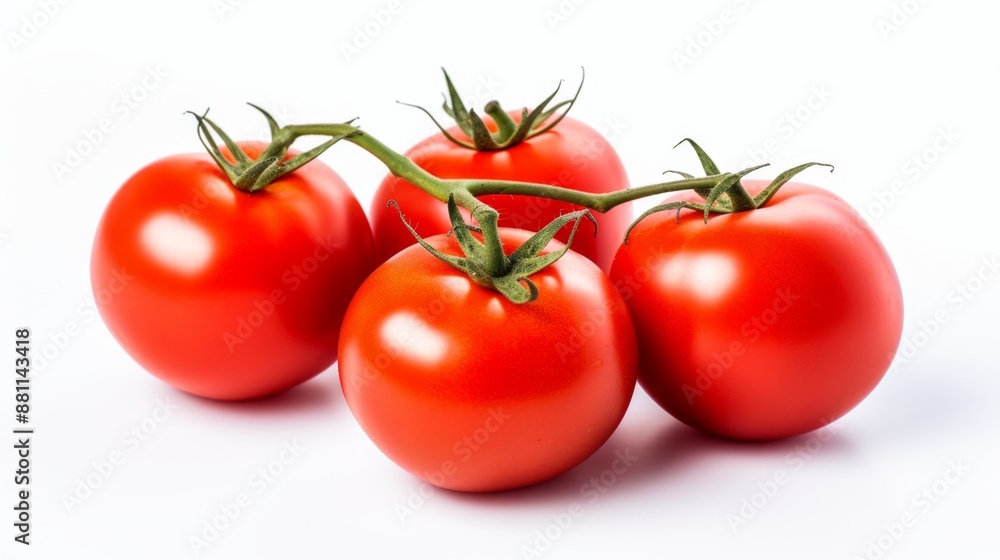 Fresh Ripe Tomatoes on Vine Isolated on White Background Fresh Ripe Tomatoes on Vine Isolated on White Background
