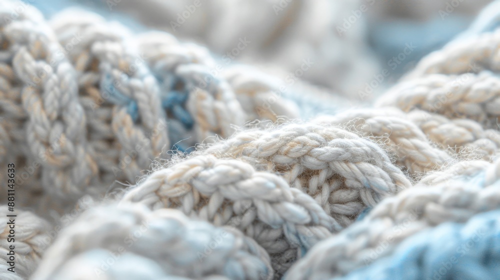 Close-Up of Blue and White Woven Fabric Texture Close-Up of Blue and White Woven Fabric Texture