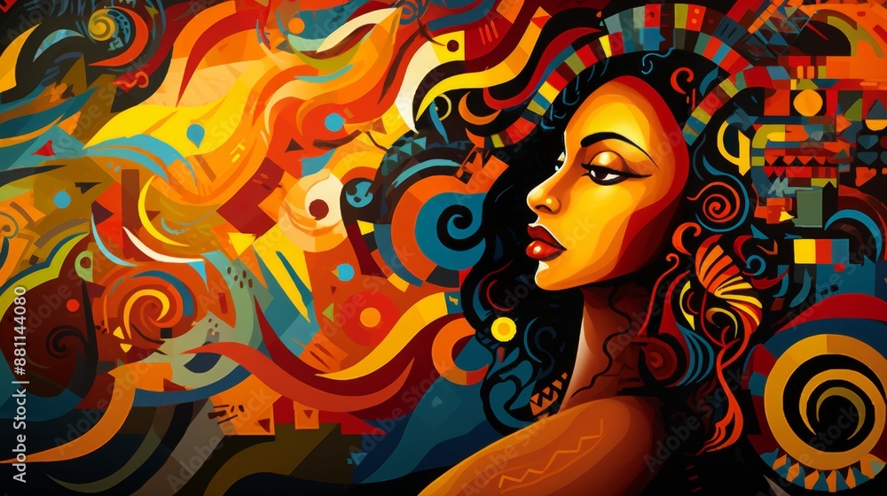 Vibrant Afrocentric Art Illustration with Abstract Patterns. Ethiopian New Year