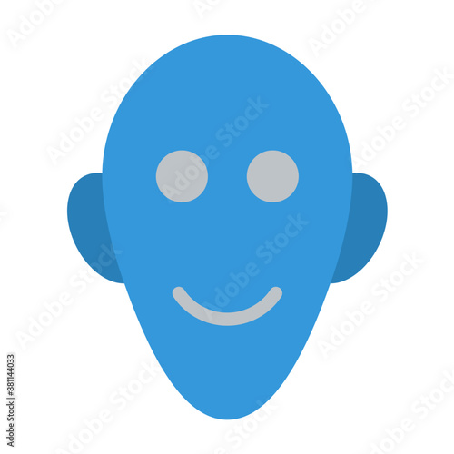 head icon color or logo illustration flat color blue style