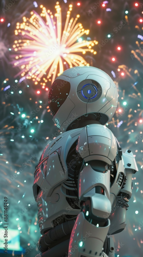 Astronaut Witnessing Spectacular Fireworks Display in Space Astronaut Witnessing Spectacular Fireworks Display in Space