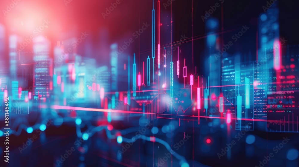Stock market trading chart and candlestick chart suitable for financial investment concept. Cryptocurrency background Stock market trading chart and candlestick chart suitable for financial investment concept. Cryptocurrency background