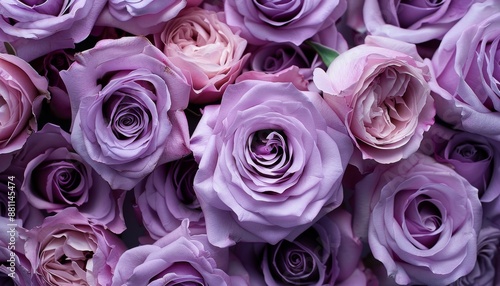 Enchanting Purple Roses in Misty Garden Scene