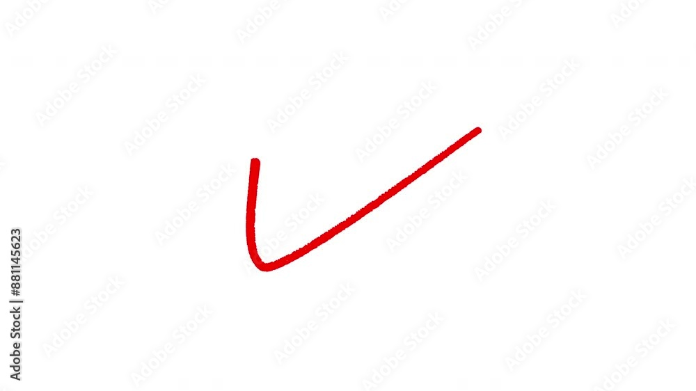 Square and check mark hand drawing. red check mark drawing animation.