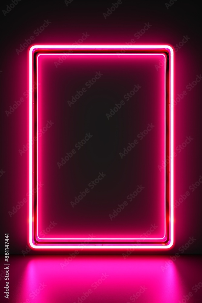 Glowing Pink Neon Frame on Dark Background Glowing Pink Neon Frame on Dark Background