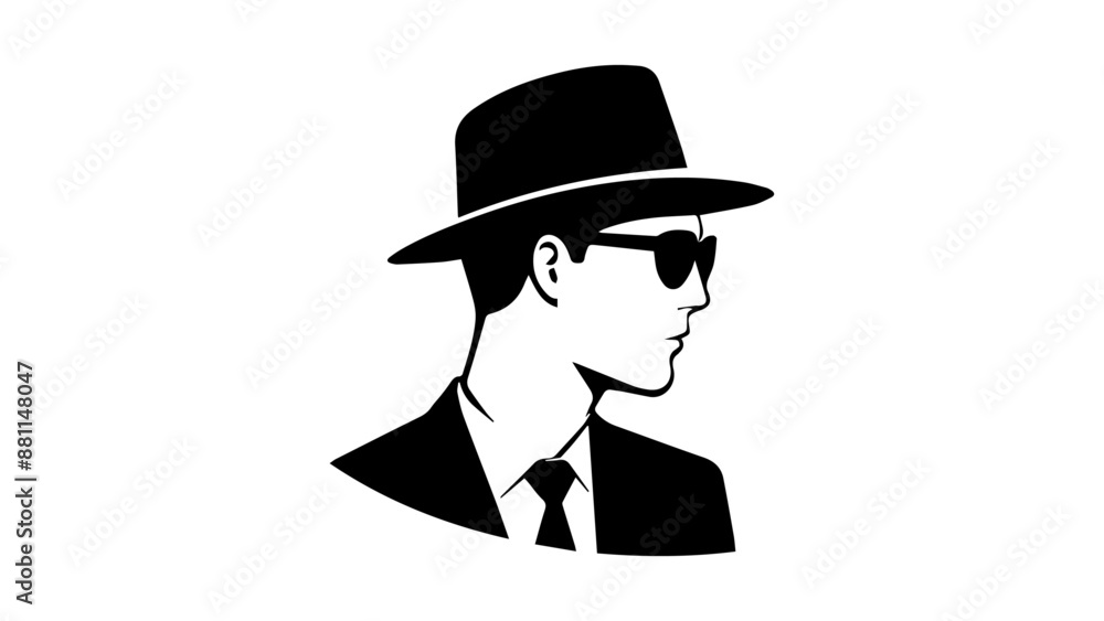 silhouette of a person with hat and glasses, vector illustration of a cool person silhouette of a person with hat and glasses, vector illustration of a cool person