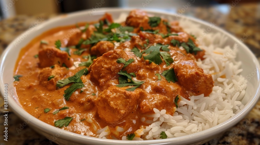 Delicious Traditional Indian Chicken Curry Topped With Cilantro. Chicken Tikka Masala Delicious Traditional Indian Chicken Curry Topped With Cilantro. Chicken Tikka Masala