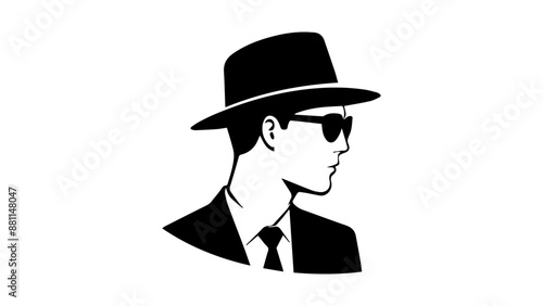 silhouette of a person with hat and glasses, vector illustration of a cool person 