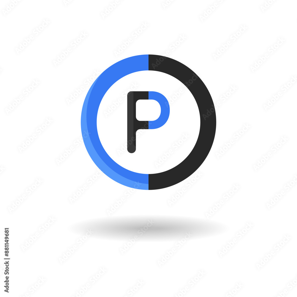 Parking sign vector icon. Vector parking map label. Parking pin. Parking lot logo. Vector illustration.
