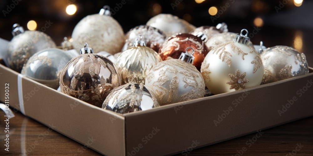 Mercury glass Christmas Tree toys in a gift box Mercury glass Christmas Tree toys in a gift box