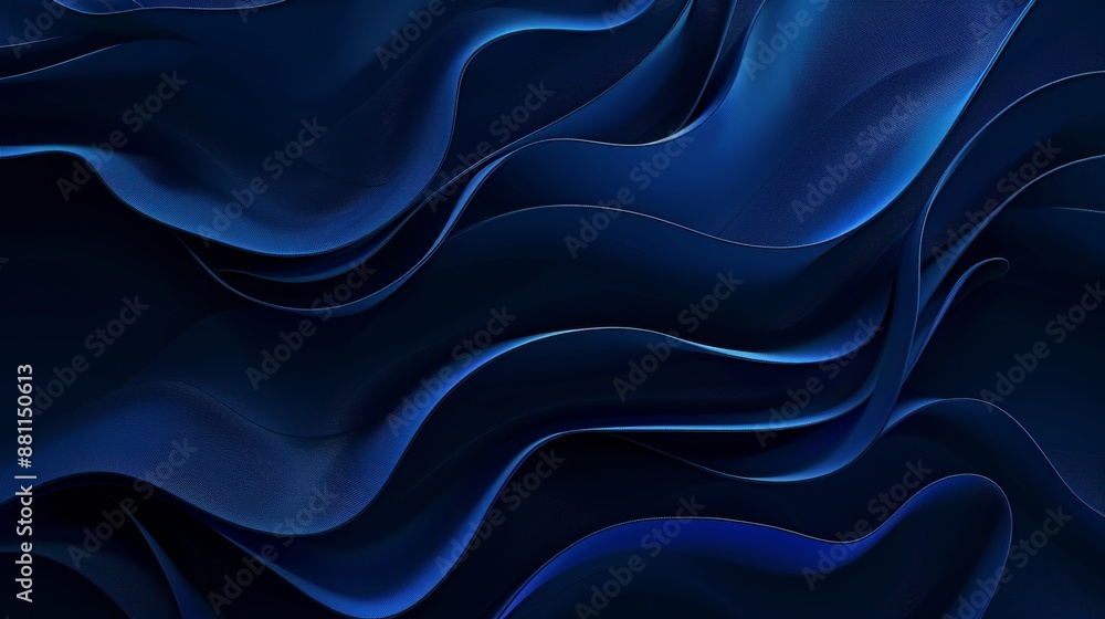 Fototapeta premium Abstract blue layered waves pattern. Digital 3D illustration with flowing shapes.