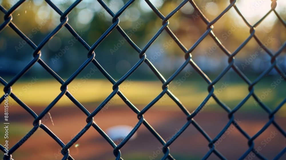 Sunset Through Chain Link Fence at Playground Sunset Through Chain Link Fence at Playground