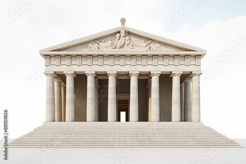 Greek temple on a white background. Greek civilization. Archeology of ancient Greece. News about ancient Greece. History book about ancient Greece.  