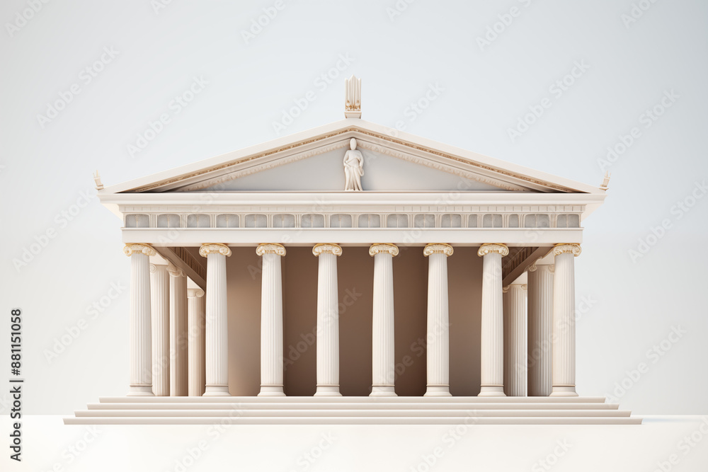 Obraz premium Greek temple on a white background. Greek civilization. Archeology of ancient Greece. News about ancient Greece. History book about ancient Greece. 