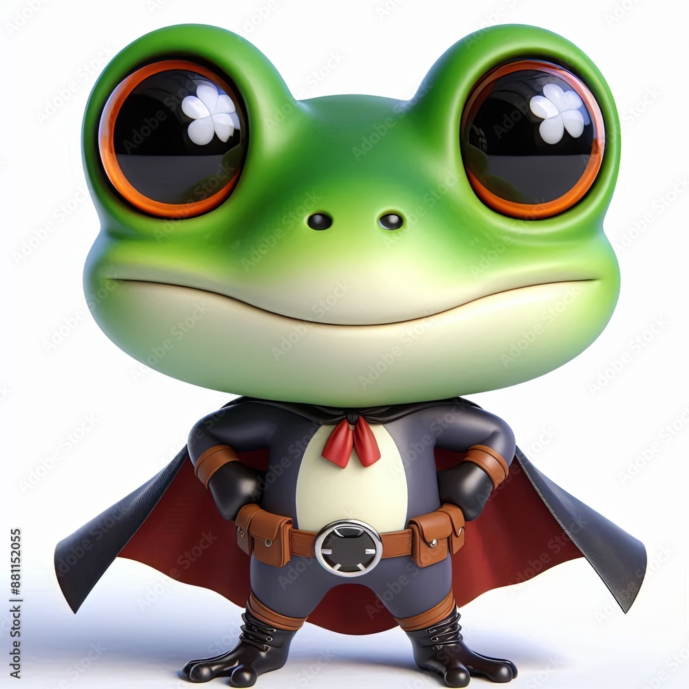 Fototapeta premium cute hero frog Cartoon 3d Generative AI