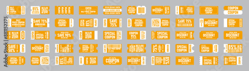 Coupon vector set. coupon promotion set. voucher set. ticket icon. voucher icon. discount coupon. gift voucher. coupon book. voucher vector. discount card vector. gift card. ticket vector.