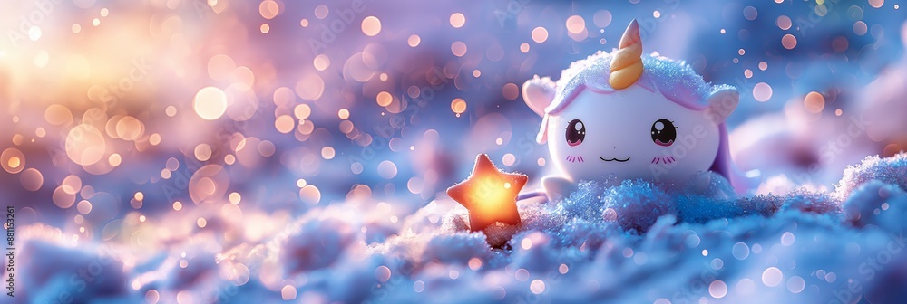 Cute Unicorn Plushie in Snow Cute Unicorn Plushie in Snow