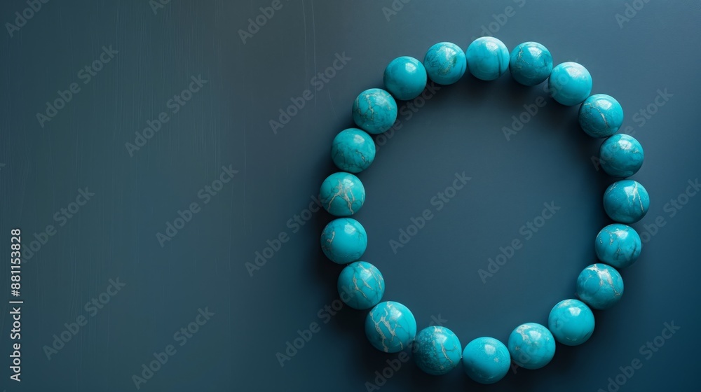 Obraz premium Turquoise Bead Bracelet on Smooth Surface with Subtle Lighting
