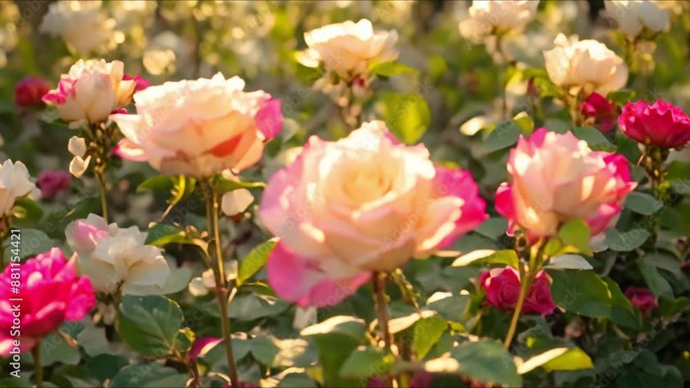 Blooming white flowers on red rose stems in a garden. Concept Floral Photography, Garden Blooms, Red Roses, White Flowers, Nature Photography Blooming white flowers on red rose stems in a garden. Concept Floral Photography, Garden Blooms, Red Roses, White Flowers, Nature Photography