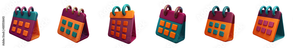 Set icons calendar with different color variations, event flat idea important Set icons calendar with different color variations, event flat idea important
