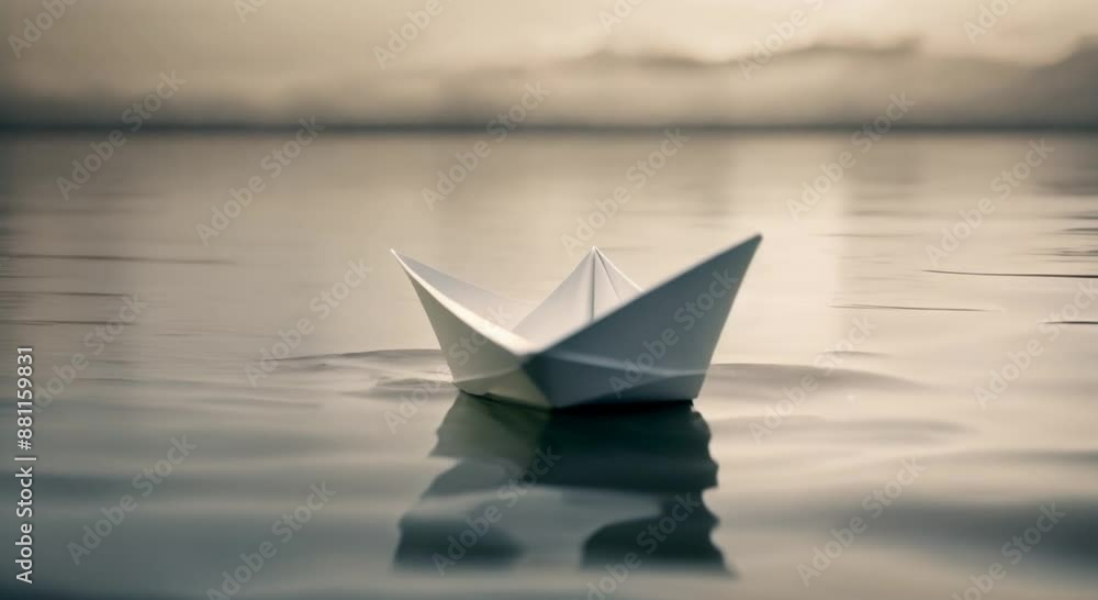 A simple paper boat made from crisp folds of NEM currency ready to sail on the open digital seas 4k animation A simple paper boat made from crisp folds of NEM currency ready to sail on the open digital seas 4k animation
