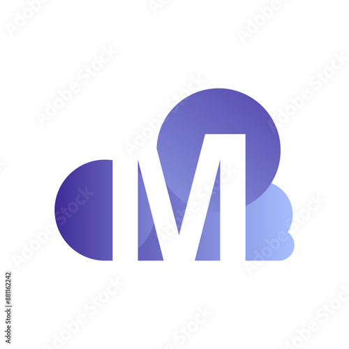 Minimal Letter M cloud logo vector template
